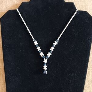 Navy Clear Rhinestone Statement Necklace